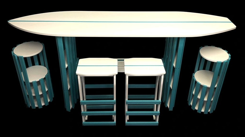 Surfboard Table 5pc Set by Phoenix Outdoors