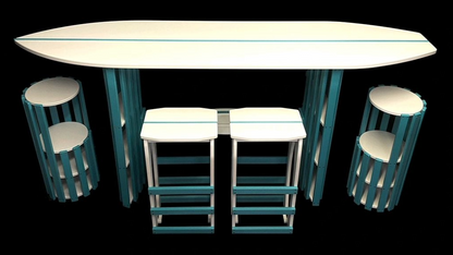 Surfboard Table 5pc Set by Phoenix Outdoors