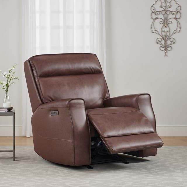 Leather Italia™ Sydney Brown Dual Power Reclining Glider Recliner