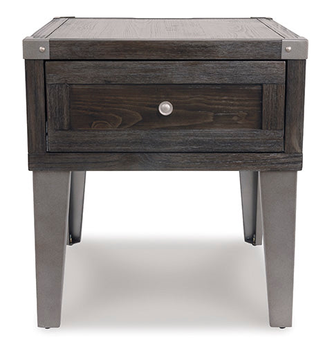 Todoe Dark Gray End Table with USB Ports & Outlets