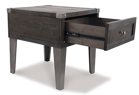 Todoe Dark Gray End Table with USB Ports & Outlets