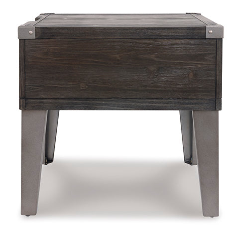 Todoe Dark Gray End Table with USB Ports & Outlets