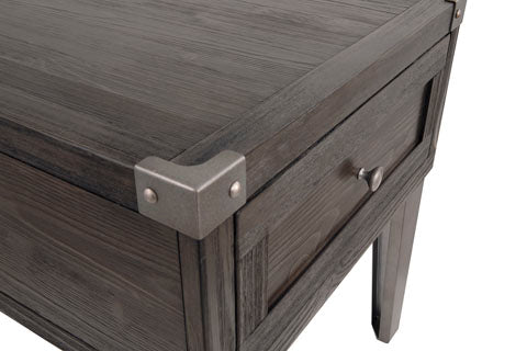 Todoe Dark Gray End Table with USB Ports & Outlets