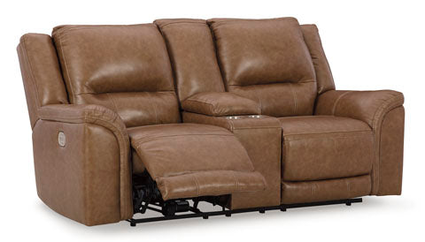 Trasimeno Caramel Power Reclining Loveseat with Console