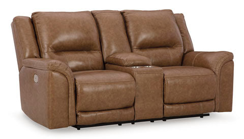 Trasimeno Caramel Power Reclining Loveseat with Console