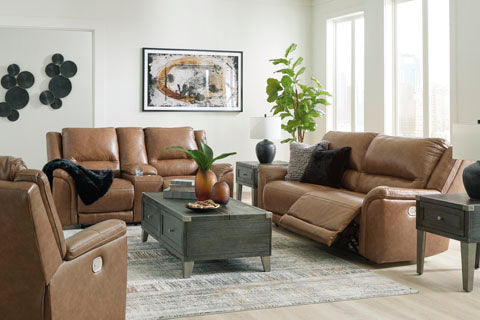 Trasimeno Caramel Power Reclining Sofa and Loveseat Set