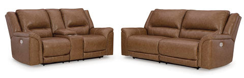 Trasimeno Caramel Power Reclining Sofa and Loveseat Set