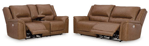 Trasimeno Caramel Power Reclining Sofa and Loveseat Set