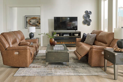 Trasimeno Caramel Power Reclining Sofa and Loveseat Set