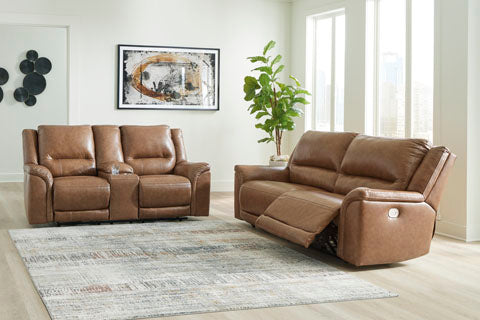 Trasimeno Caramel Power Reclining Sofa and Loveseat Set