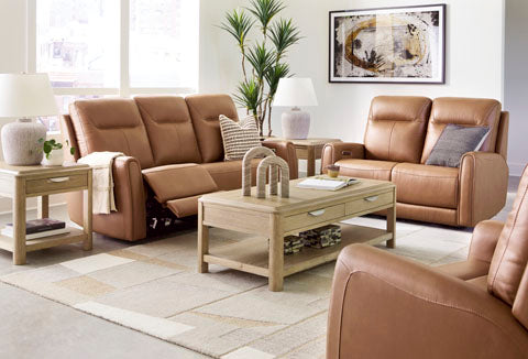 Tryanny Butterscotch Power Reclining Sofa and Loveseat Set