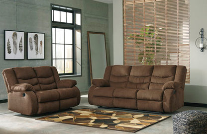 Tulen Chocolate Reclining Sofa and Loveseat Set