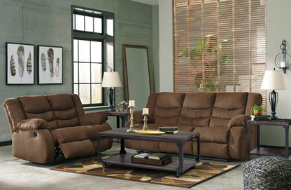 Tulen Chocolate Reclining Sofa and Loveseat Set