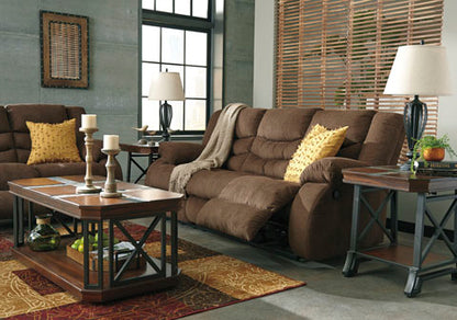 Tulen Chocolate Reclining Sofa and Loveseat Set