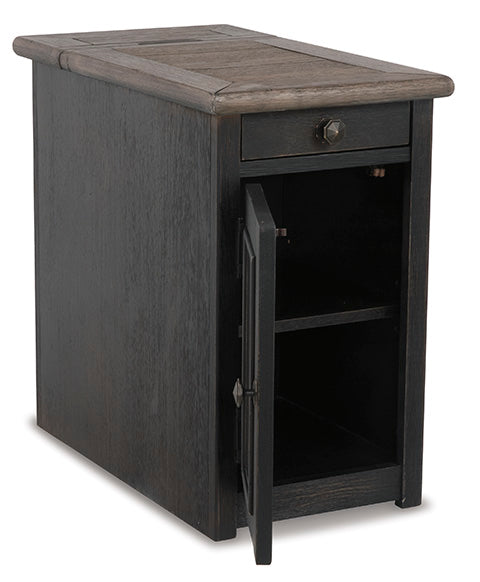 Tyler Creek Black Chairside End Table with USB Ports & Outlets