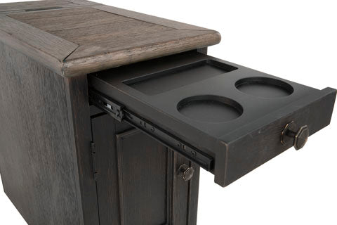 Tyler Creek Black Chairside End Table with USB Ports & Outlets