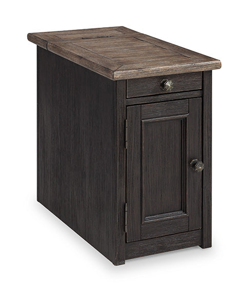 Tyler Creek Black Chairside End Table with USB Ports & Outlets