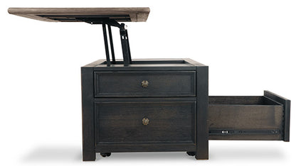 Tyler Creek Grayish Brown & Black Coffee Table with Lift Top