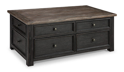 Tyler Creek Grayish Brown & Black Coffee Table with Lift Top