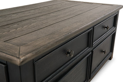Tyler Creek Grayish Brown & Black Coffee Table with Lift Top