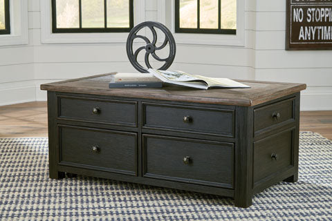 Tyler Creek Grayish Brown & Black Coffee Table with Lift Top