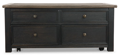 Tyler Creek Grayish Brown & Black Coffee Table with Lift Top