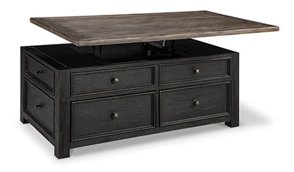 Tyler Creek Grayish Brown & Black Coffee Table with Lift Top