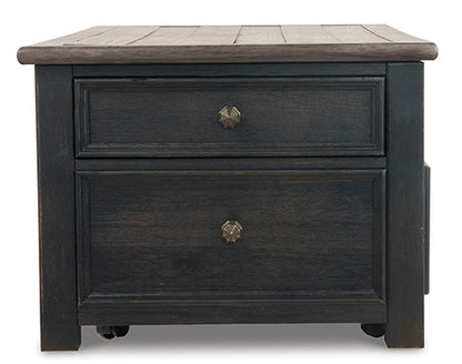 Tyler Creek Grayish Brown & Black Coffee Table with Lift Top