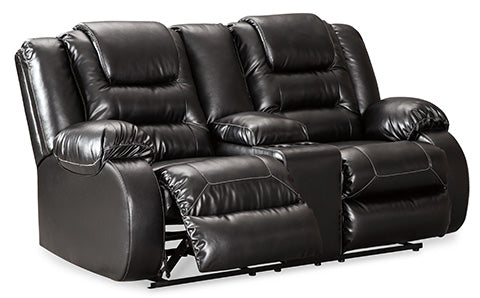 Vacherie Black Reclining Loveseat with Console