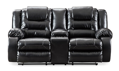 Vacherie Black Reclining Loveseat with Console