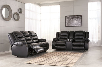 Vacherie Black Reclining Sofa and Loveseat Set
