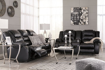 Vacherie Black Reclining Sofa and Loveseat Set
