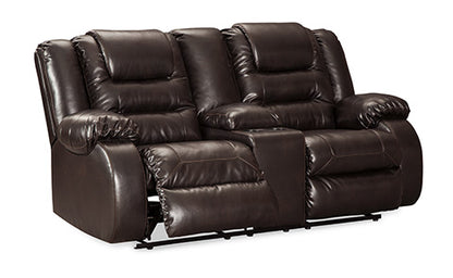 Vacherie Chocolate Reclining Loveseat with Console