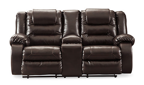 Vacherie Chocolate Reclining Loveseat with Console