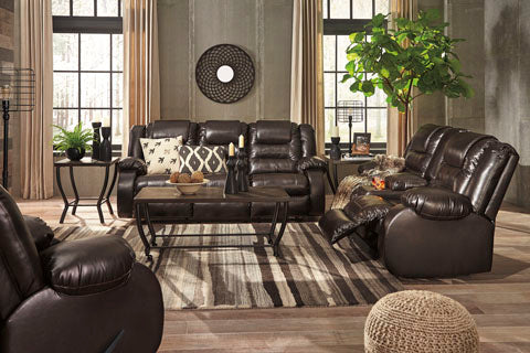 Vacherie Chocolate Reclining Loveseat with Console