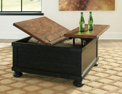 Valebeck Black & Brown Coffee Table with Lift Top