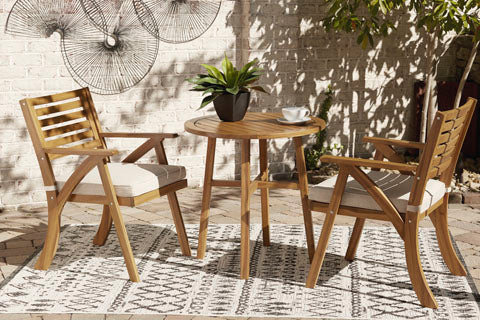 Vallerie Brown 3-pc Outdoor Chairs with Table Set