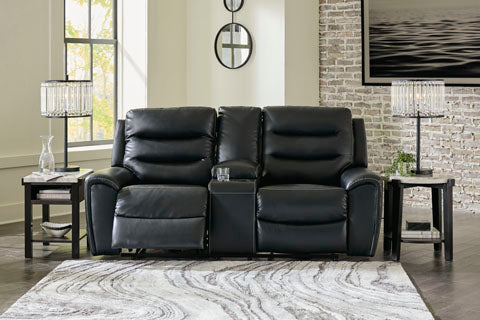 Warlin Black Power Reclining Loveseat with Console