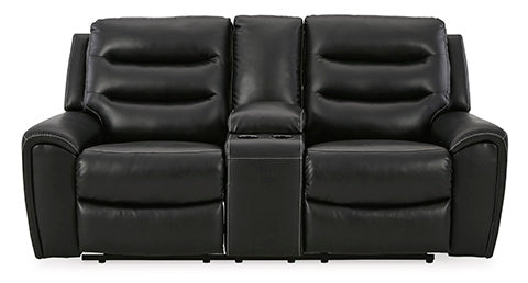 Warlin Black Power Reclining Loveseat with Console