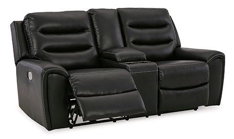 Warlin Black Power Reclining Loveseat with Console