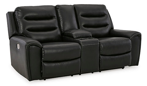 Warlin Black Power Reclining Loveseat with Console