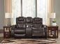 Warnerton Chocolate Power Reclining Loveseat with Console