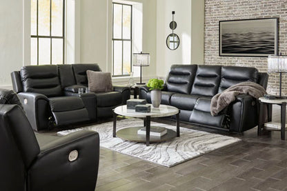 Warlin Black Power Reclining Loveseat with Console