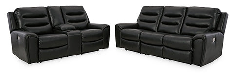 Warlin Black Power Reclining Sofa and Loveseat Set