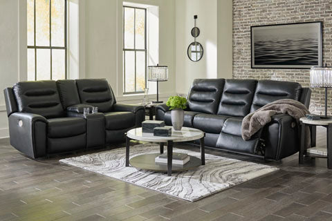 Warlin Black Power Reclining Sofa and Loveseat Set