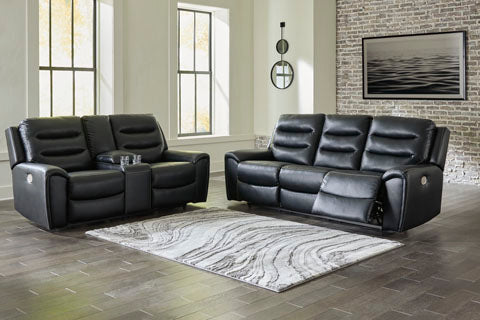 Warlin Black Power Reclining Sofa and Loveseat Set