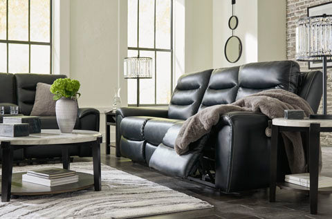 Warlin Black Power Reclining Sofa and Loveseat Set