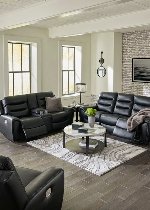 Warlin Black Power Reclining Sofa and Loveseat Set