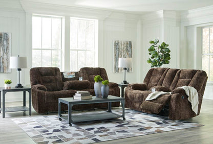 Soundwave Chocolate Reclining Sofa and Loveseat Set