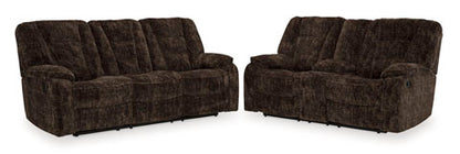 Soundwave Chocolate Reclining Sofa and Loveseat Set